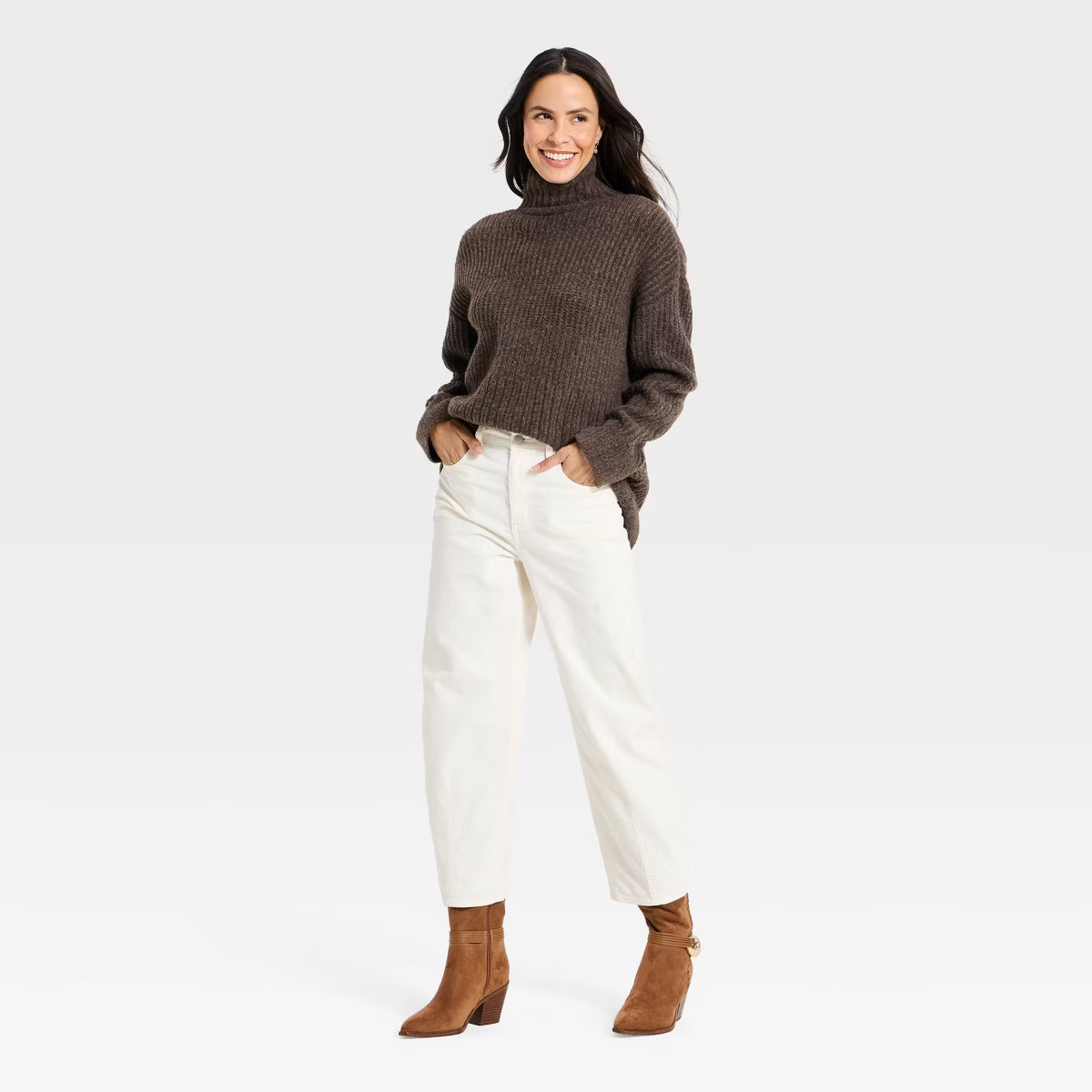 Women's Long Sleeve Textured Mock Turtleneck Pullover Sweater - Universal Thread™ | Target