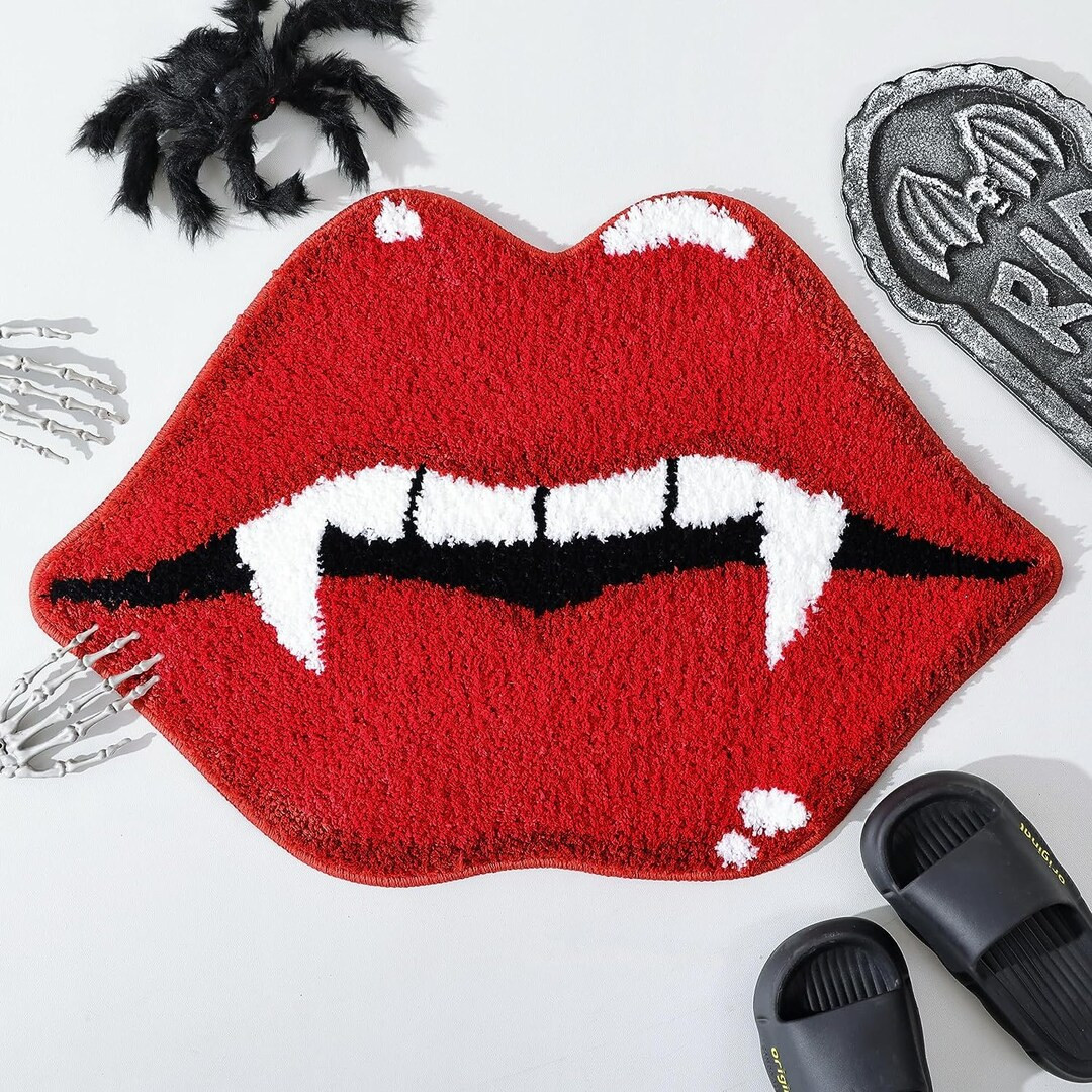 Red Lips Rug Kiss Lips Rug Vampire Teeth Rug Halloween Rug - Etsy | Etsy (US)