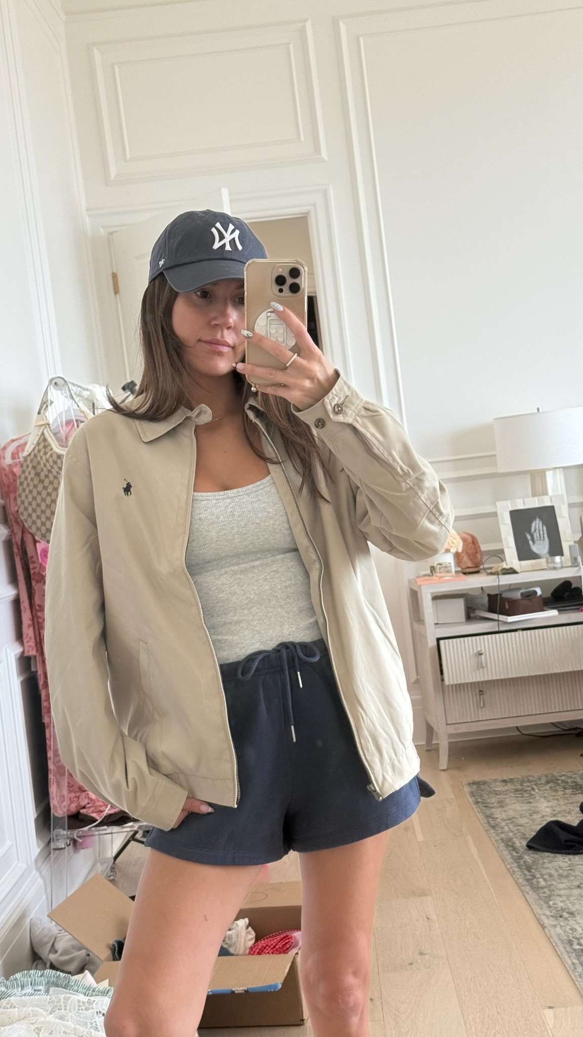 Casual spring outfit 〰️ just got this polo jacket from @Shopbop 🤩

Tank, hat & shorts from @abercrombie 

Spring jacket, spring coat, vacation outfit, mom outfit, polo Ralph Lauren 

#LTKootd #LTKOver40 #LTKspring