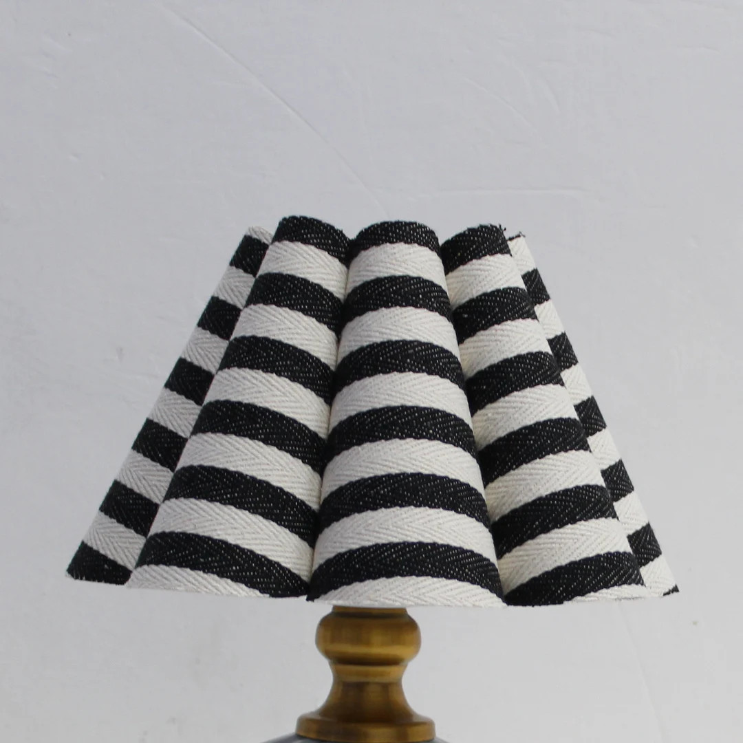Duzy Handmade Black Stripe Fabric and Acrylic Skirt Shape Lampshade for Home Furnishing,custom Ma... | Etsy (US)