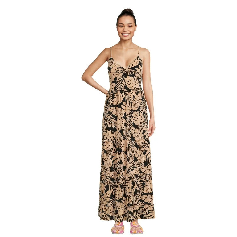 No Boundaries Juniors’ Knot Front Maxi Dress, Sizes XS-XXXL | Walmart (US)
