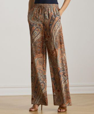 Lauren Ralph Lauren Womens Paisley Crepe Wide Leg Pants P Xs Xxl | Macy's