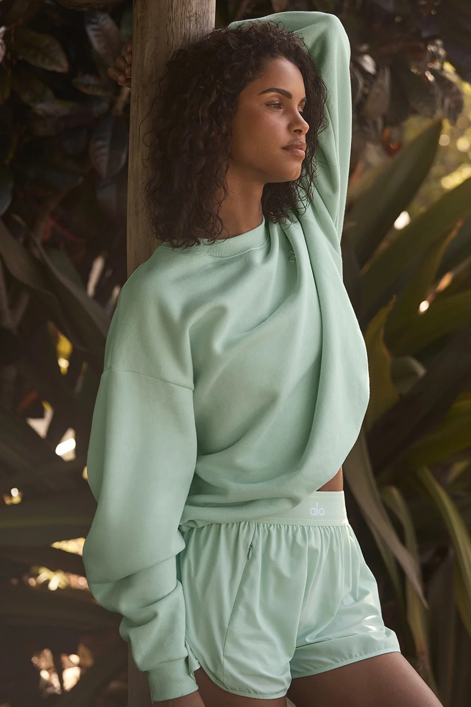 Alo Yoga� | Accolade Crewneck Neck Pullover Top in Spearmint Green, Size: Large | Alo Yoga