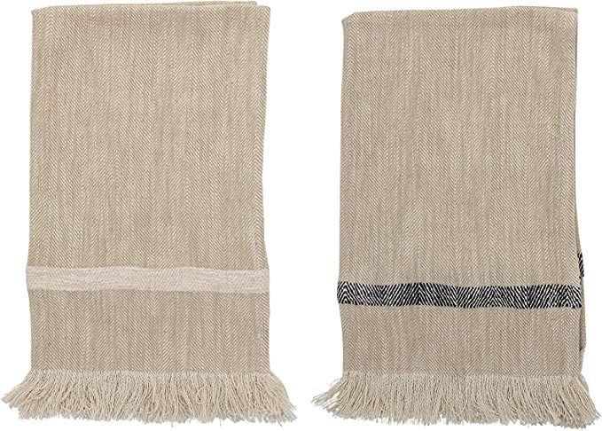 Bloomingville Woven Cotton Striped Tea Tassels (Set of 2) Towels, Natural | Amazon (CA)