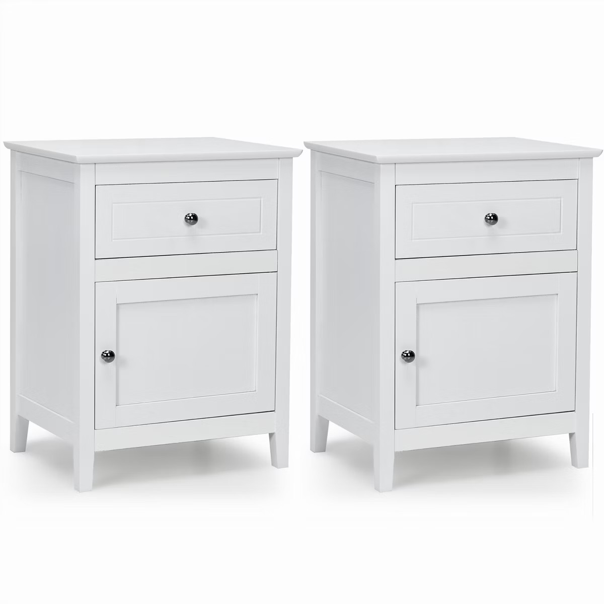 Costway 2PCS Nightstand with Drawer Accent Side End Table Storage Cabinet White\Natural | Target