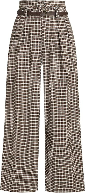 CIDER Houndstooth High Waist Belted Wide Leg Trousers | Amazon (US)