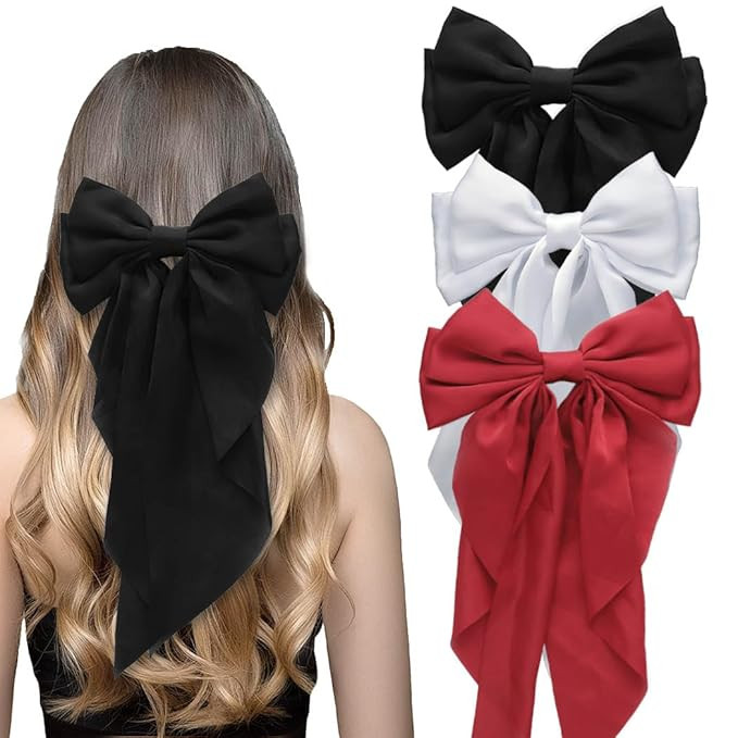 Big Bow Hair Clips Wide Bows Hair Ribbons Cute Hair Accessories Satin Clips Barrettes Birthday Gi... | Amazon (US)