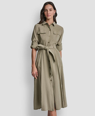 Women's Long-Sleeve Collared Roll Tab Fuji Cargo Dress | Macy's