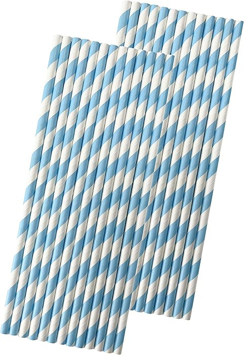 Stripe Paper Straws - Light Blue and White Straws - 7.75 Inches - 50 Pack Outside the Box Papers ... | Amazon (US)