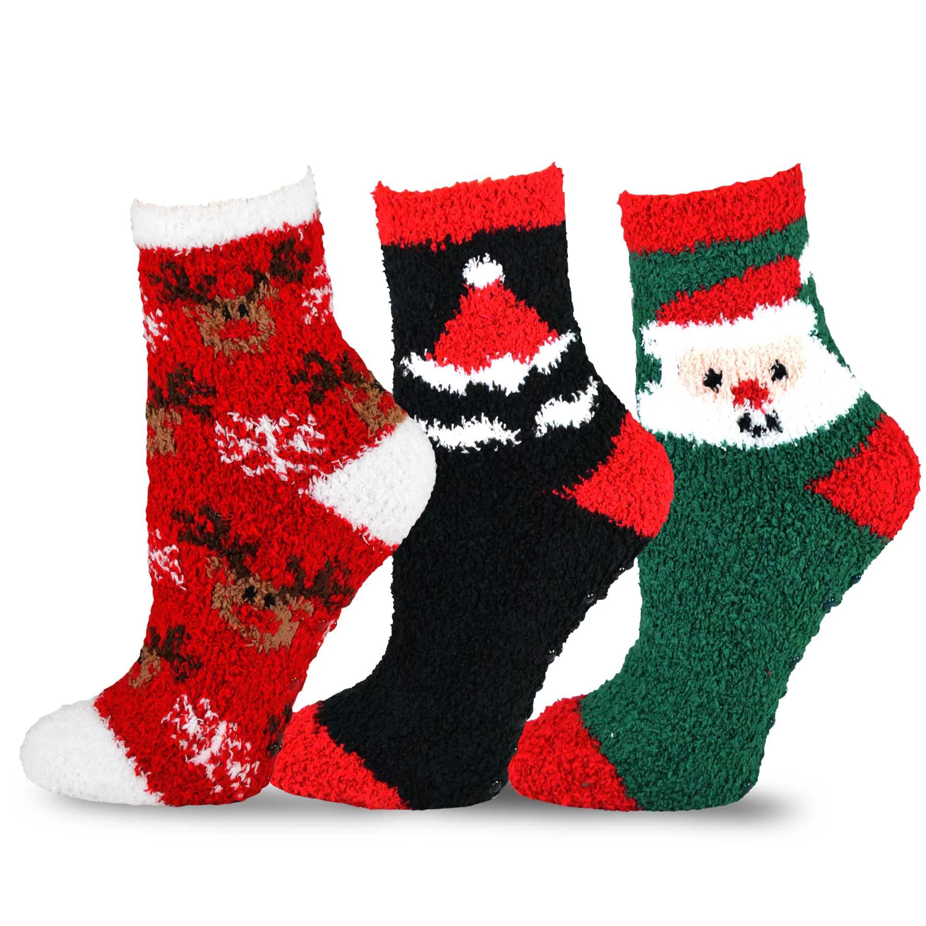TeeHee Christmas Holiday Cozy Fuzzy Crew Socks 3-Pack for Kids (6-8 Years, Santa) | Walmart (US)