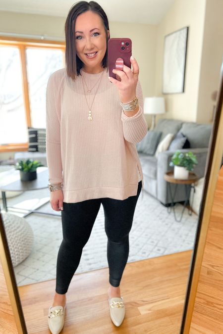 Large tunic top. Fits tts. Large leggings. Linked similar ones too. All fit tts. Sized up half a size in the mules. Linked similar ones on Amazon  

#LTKSeasonal #LTKstyletip #LTKcurves