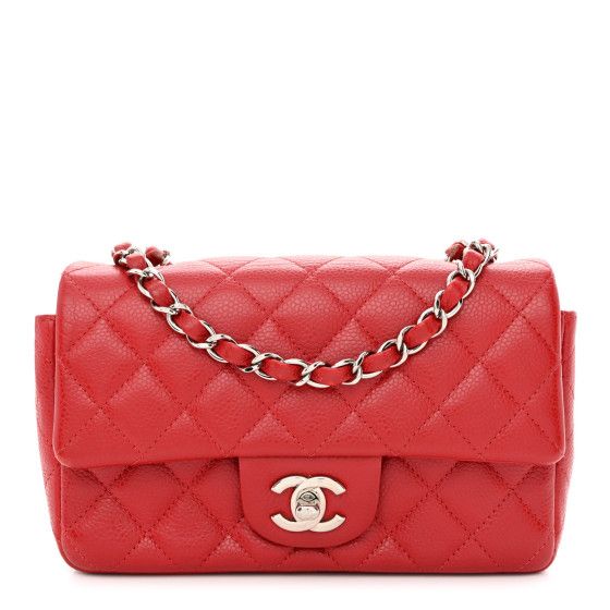 Caviar Quilted Mini Rectangular Flap Red | FASHIONPHILE (US)