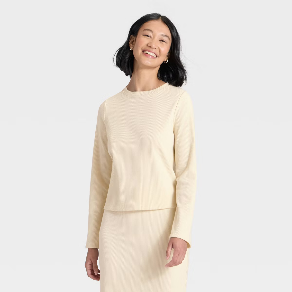Women's Long Sleeve Brushed Ribbed Boxy T-Shirt - A New Day™ | Target