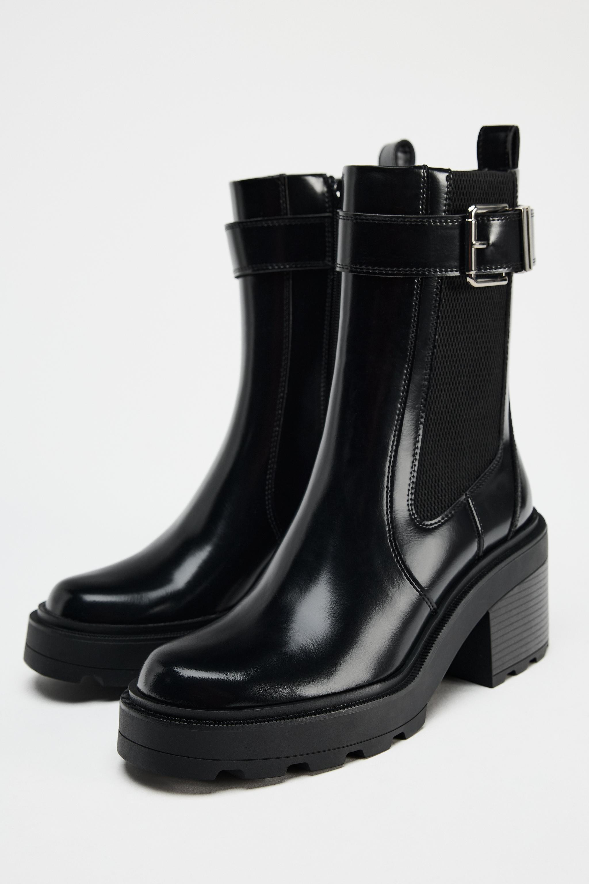 BUCKLED HIGH HEELED CHELSEA ANKLE BOOTS | Zara US