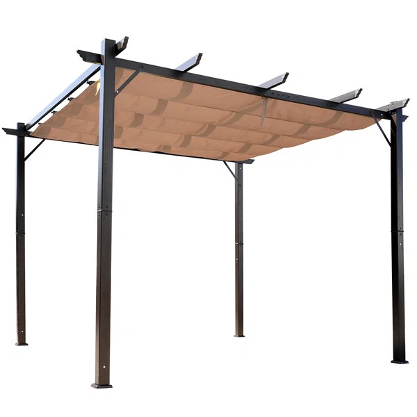 10 Ft. W x 10 Ft. D Steel Pergola with Canopy | Wayfair Professional