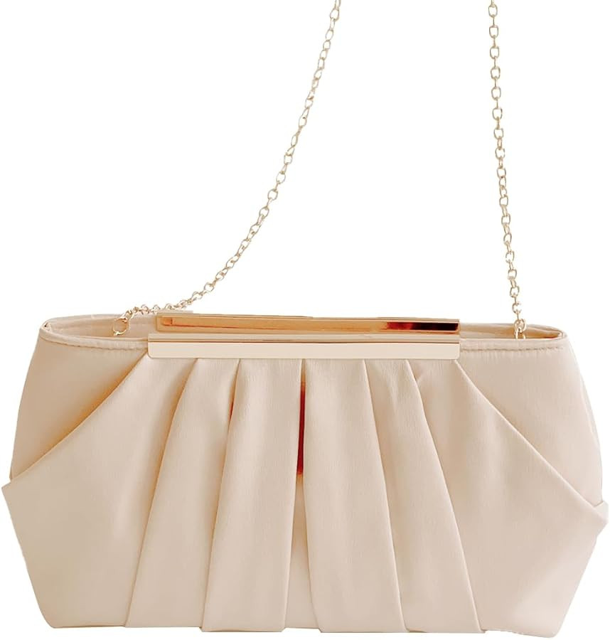 Clutch Purse for Women,Evening Clutches for Wedding, Detachable Chain Strap Pleated Crossbody Sho... | Amazon (US)