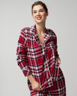 Long-Sleeve Notch Collar Pajama Top | SOMA