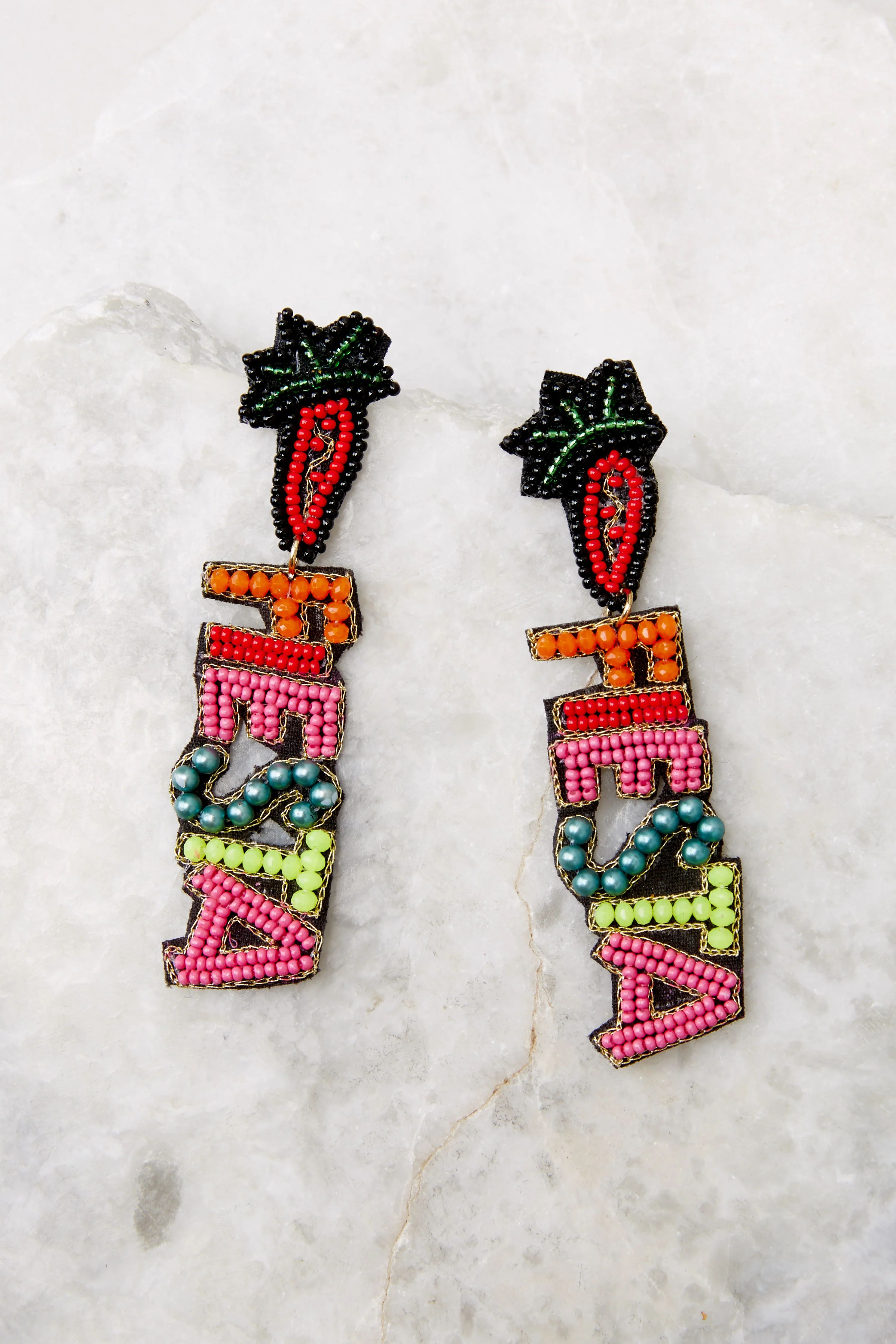 You're Invited Red Multi Beaded Earrings | Red Dress 