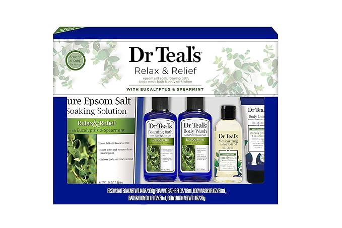 Dr Teal's Eucalyptus & Spearmint Relax & Relief Full Regimen 5-Piece Gift Set (Epsom Salt Soaking... | Amazon (US)