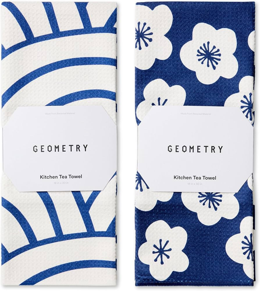 GEOMETRY Kitchen Tea Towels - Quick Dry Microfiber Dish Towels for Kitchen Every Bloom, 18" x 30"... | Amazon (US)