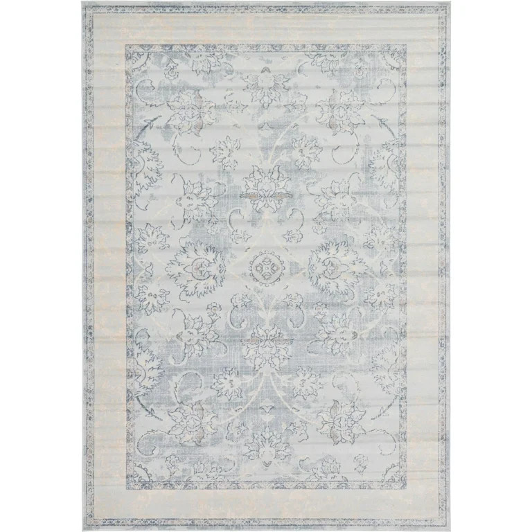 Unique Loom Hickory Paris Rug Light Blue/Beige 7' 1" x 10' Rectangle Border Traditional Perfect F... | Walmart (US)