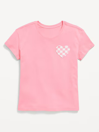 Softest Short-Sleeve Heart-Pocket T-Shirt for Girls | Old Navy (US)