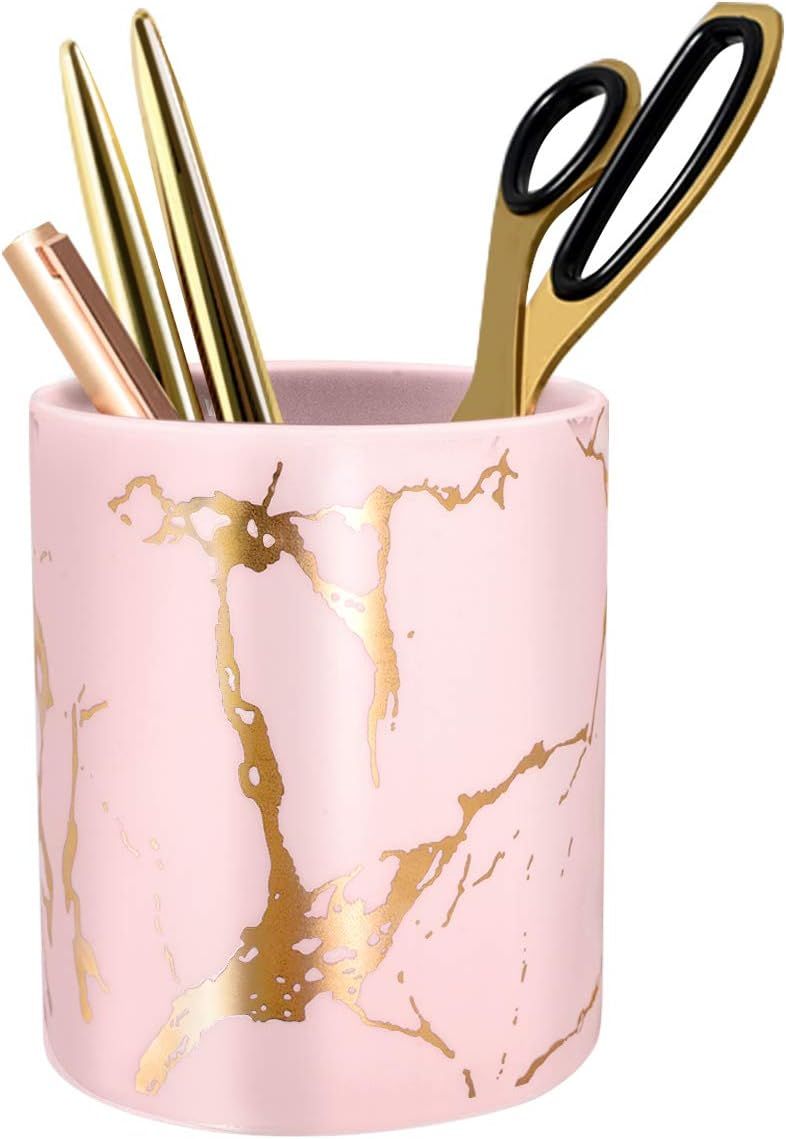 Cute Pencil Holder for Desk, Marble Office Pen Holder Ceramic, WAVEYU Pencil Cup for Women Kids D... | Amazon (US)