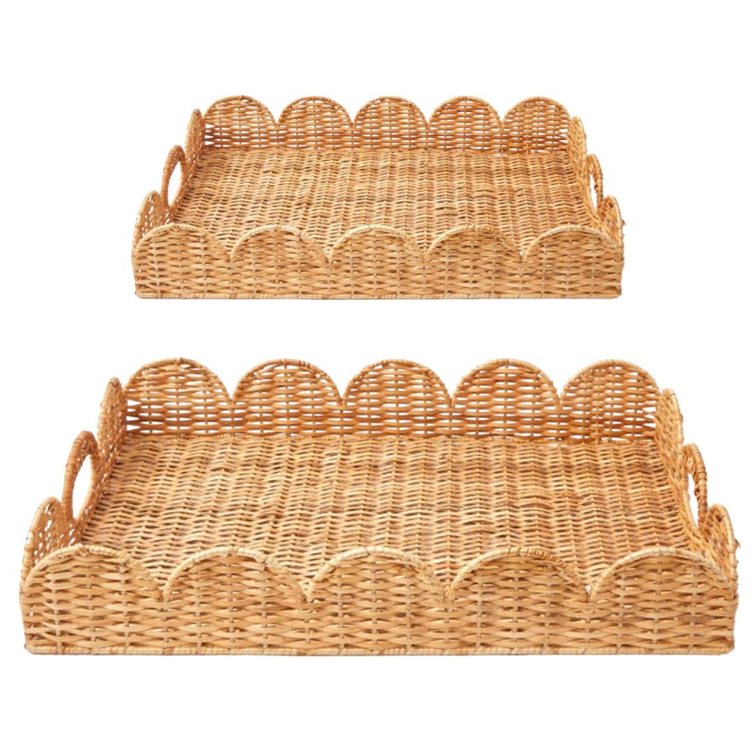 Natural Scalloped Wicker Tray (2 Sizes) | Sea Marie Designs