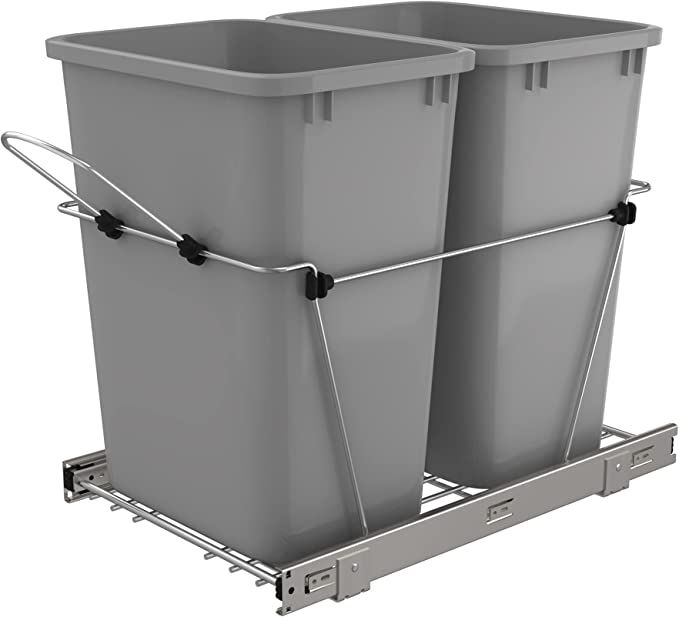 Rev-A-Shelf RV-18KD-17C S Double 35 Quart Sliding Pull-Out Waste Containers Garbage Trash Recycli... | Amazon (US)