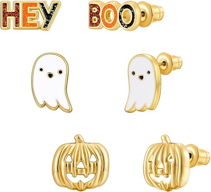 WOWORAMA Halloween Earrings Cute Pumpkin Earrings for Women Fun Crystal Pumpkin Stud Earrings Fun... | Amazon (US)