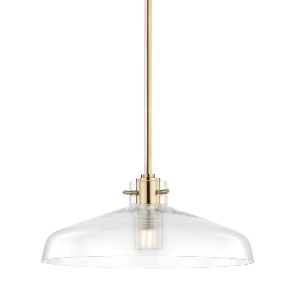 Nemo 1-Light Aged Brass 12 in. W LED Pendant with Clear Glass | The Home Depot