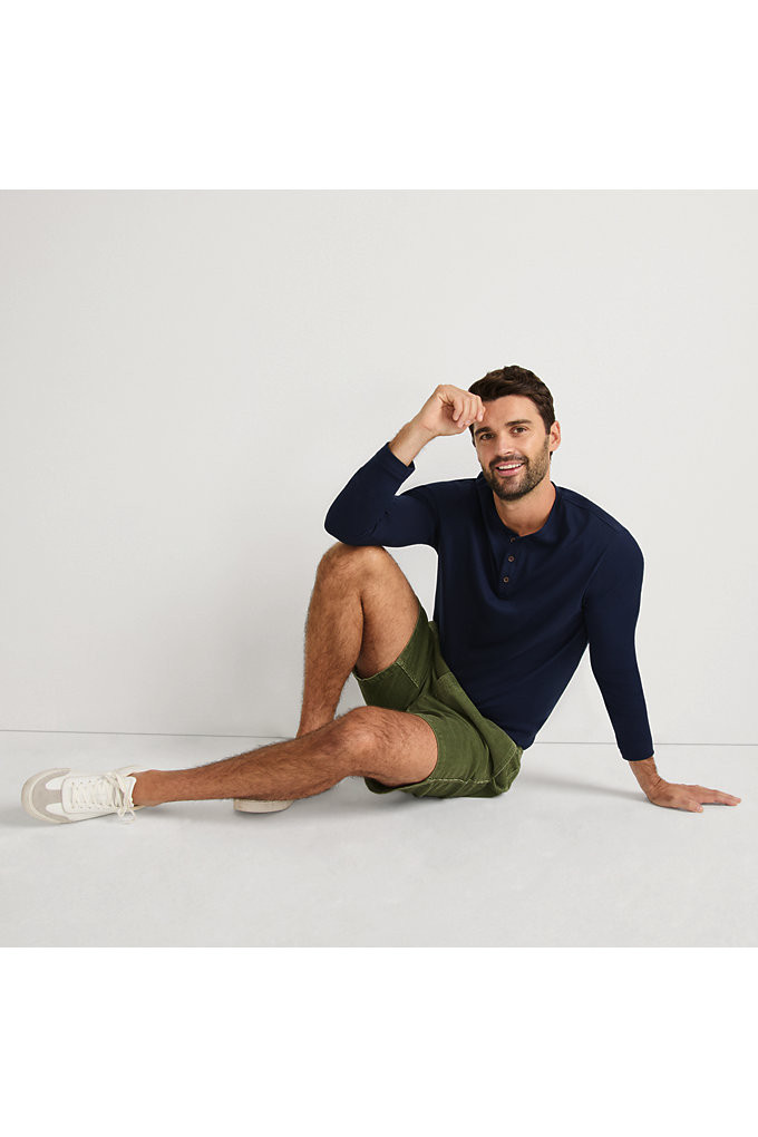 Men's Big and Tall Long Sleeve Cotton Supima Henley - Lands' End - Blue - 3XLT | Lands' End (US)