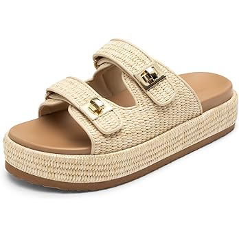 DREAM PAIRS Platform Sandals Women Raffia Espadrilles Summer Comfortable Wedge Sandals Beach Vaca... | Amazon (US)