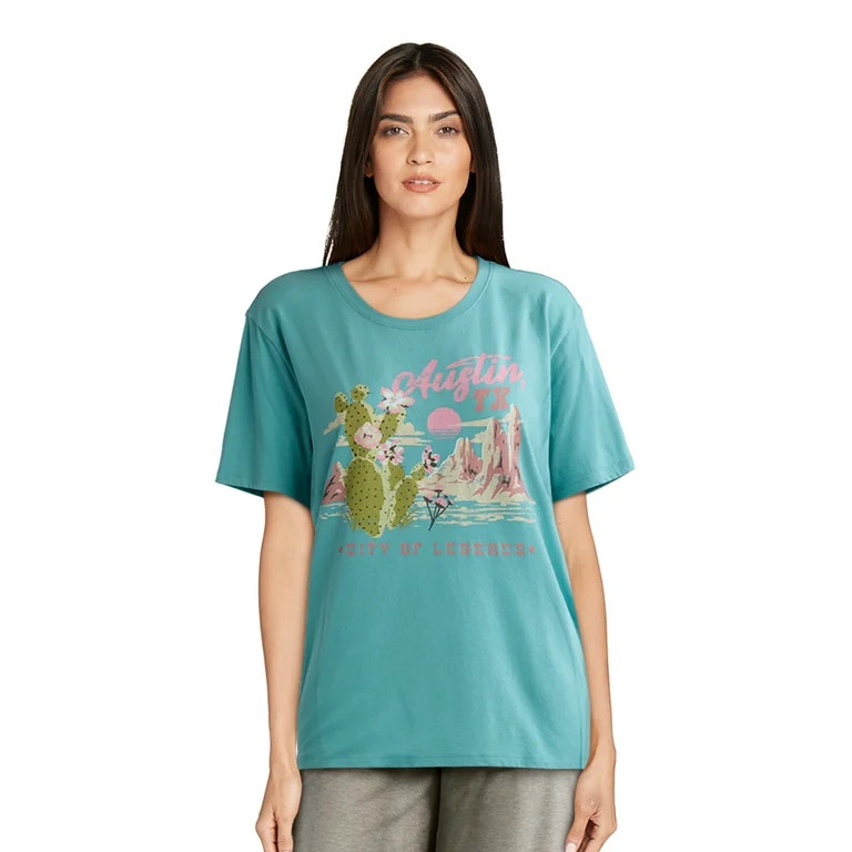 Time and Tru Women’s Austin Graphic Tee with Short Sleeves, Sizes S-XXXL | Walmart (US)