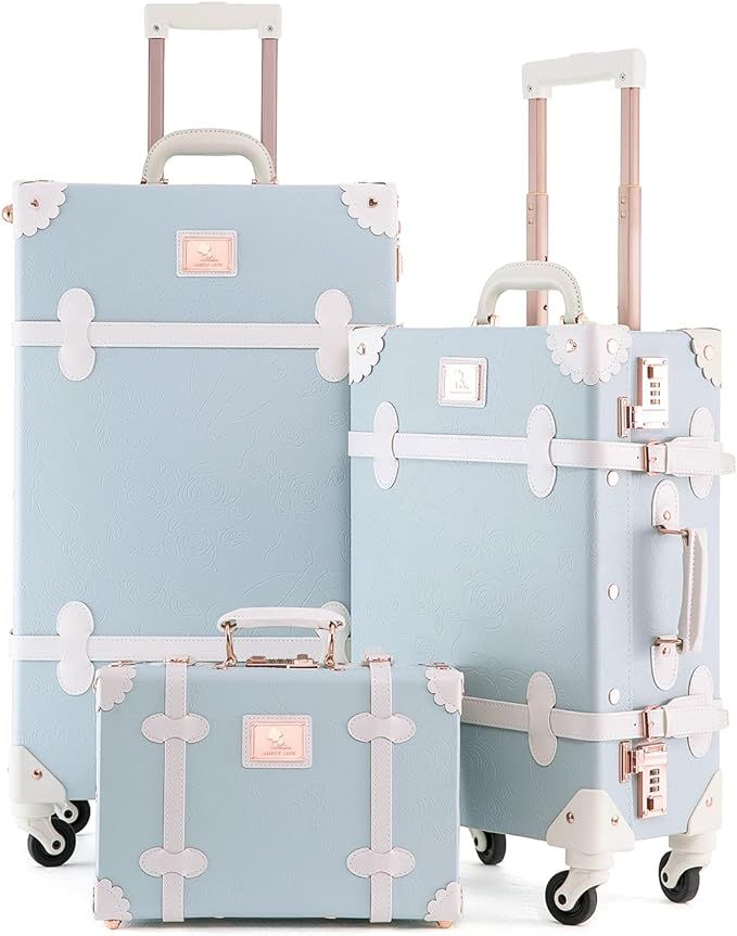 Unitravel 3 Piece Vintage Combination Luggage Set, Hardshell Retro Travel Trunk Suitcase with Tra... | Amazon (US)
