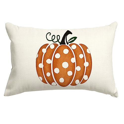 RABUSOFA Fall Decor Pillow Covers - 12x20 Inch Polka Dot Pumpkin Decor Autumn Thanksgiving Lumbar Throw Pillowcases for Indoor Outdoor Home Decor | Amazon (US)