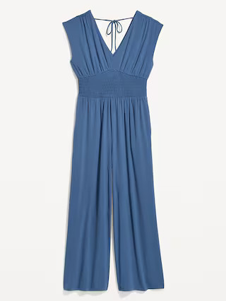 Waist-Defined Shirred Jumpsuit for Women | Old Navy (US)