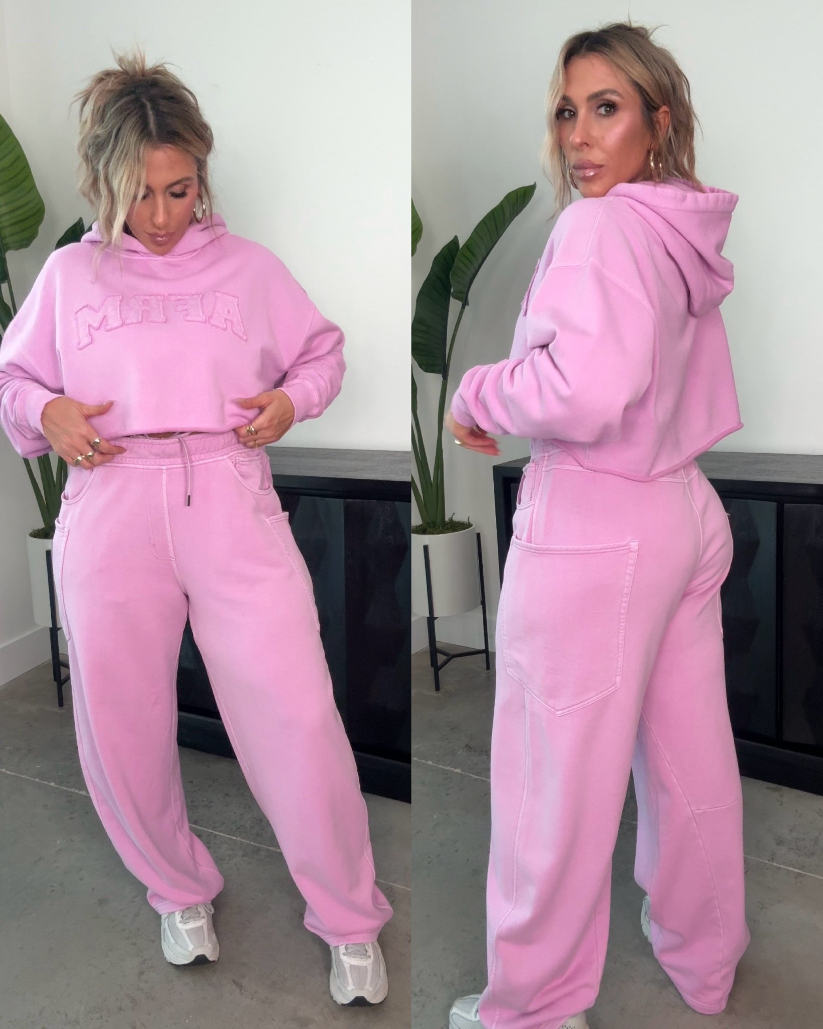 AFRM sweat set..sooo cute .. love the fit. 

top L (runs very big could of sized down to a med) size down 1-2

Pants size L (size down and still will be oversized or true to size will be very oversized ) There’s a drawstring to pull in the waist.) Tall girl friendly. 

Dezi shades linked 2 retailers 
 

#LTKTall #LTKActive #LTKgrwm #LTKMidsize #LTKootd