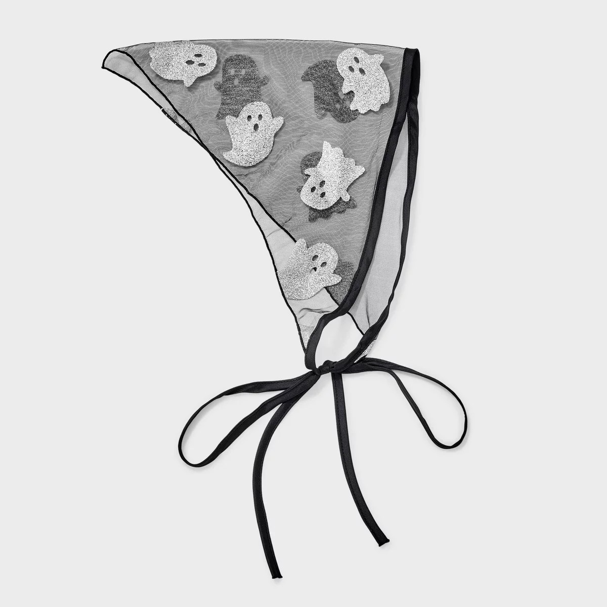 Halloween Shimmer Ghost Decal Head Scarf - Black/White | Target