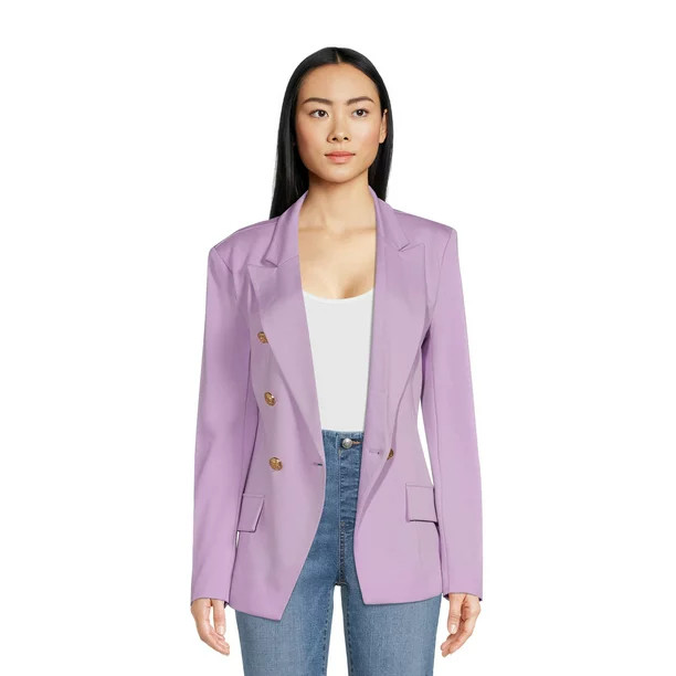 Attitude Unknown Women's Metallic Button Blazer | Walmart (US)