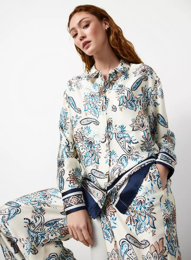 Buy White Paisley Scarf Print Satin Relaxed Fit Co-ord Shirt 16 | Co-ords | Tu | Tu Clothing