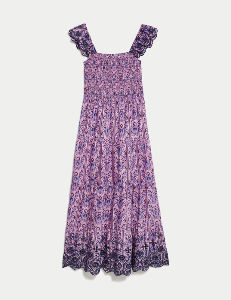 Pure Cotton Printed Square Neck Midaxi Dress | Marks & Spencer (UK)