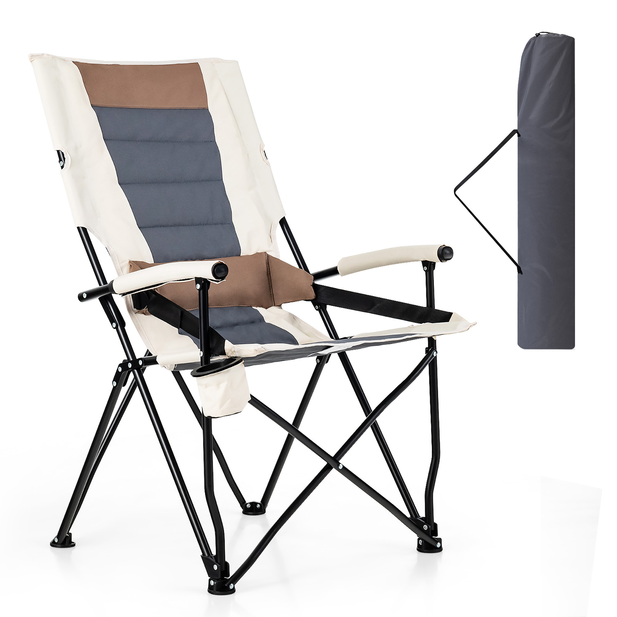 Gymax Camping Folding Chair w/ Cup Holder 330 LBS Load Capacity for Picnic Camping | Walmart (US)