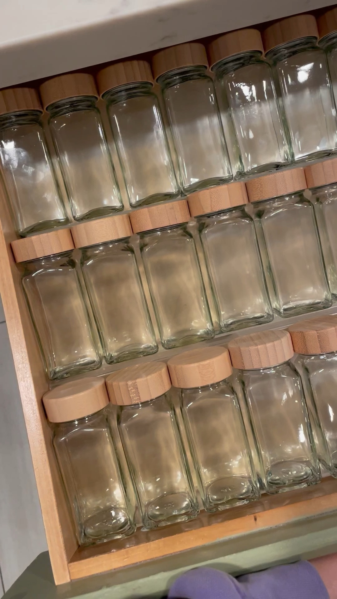 clear spice jars w labels & bamboo lids + clear spice drawers organizer tiers ✨🫶🏽

#LTKunder50 #LTKSale #LTKhome