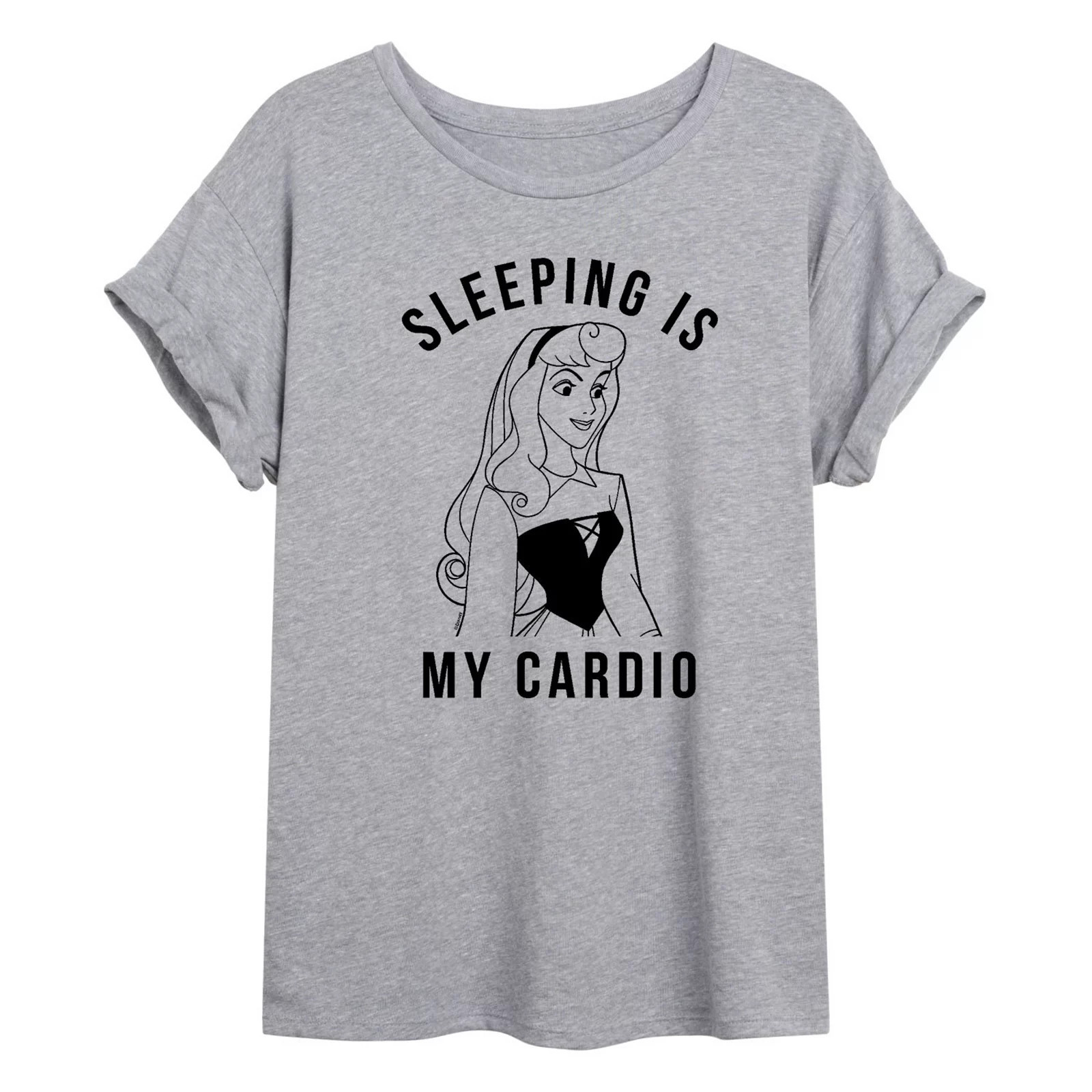 Disney Princess Aurora Juniors' Sleeping Oversized Tee, Girl's, Size: Small, Gray | Kohl's