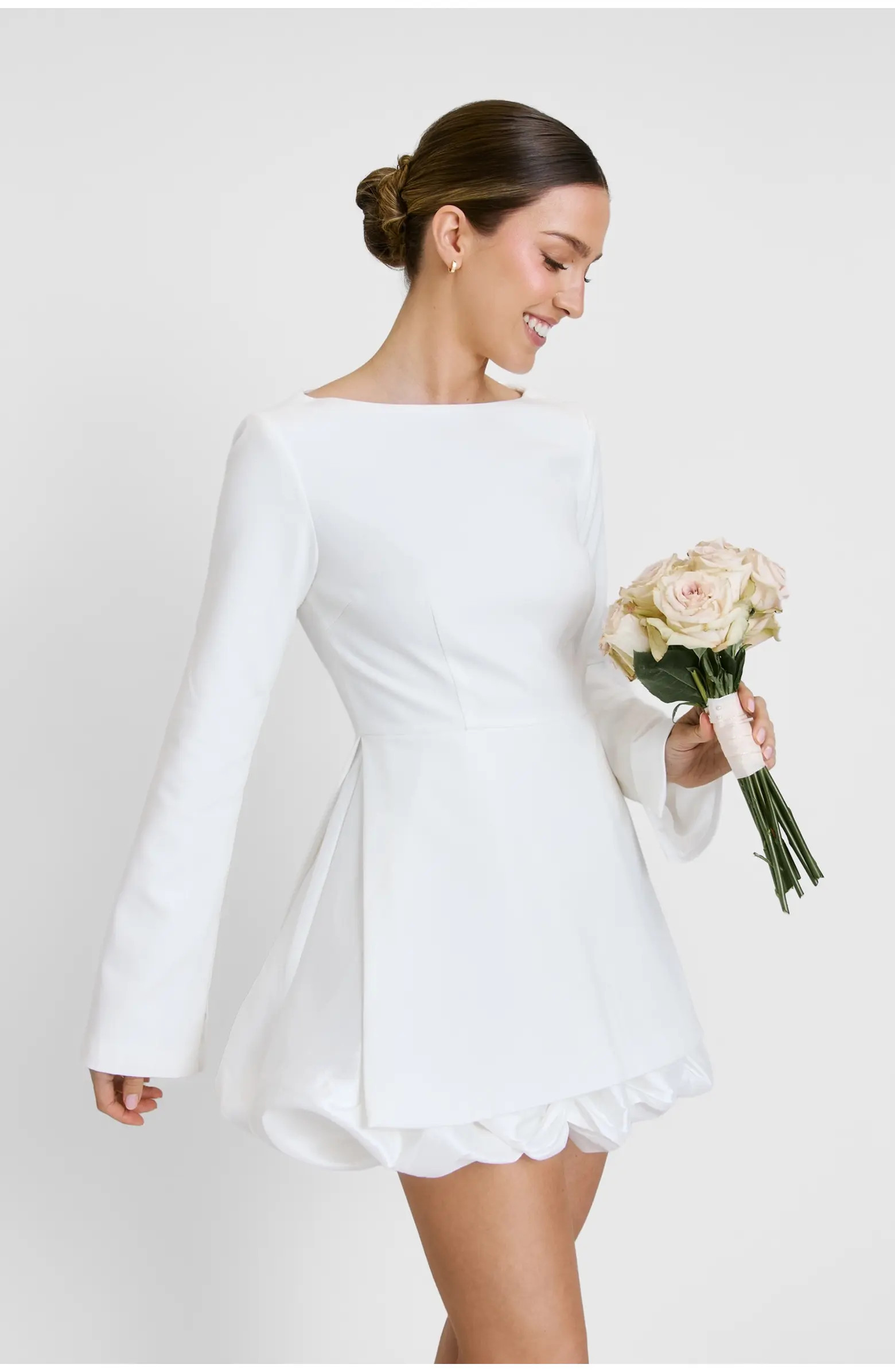Six Stories Isla Split Sleeve Bubble Hem Mini Dress | Nordstrom | Nordstrom