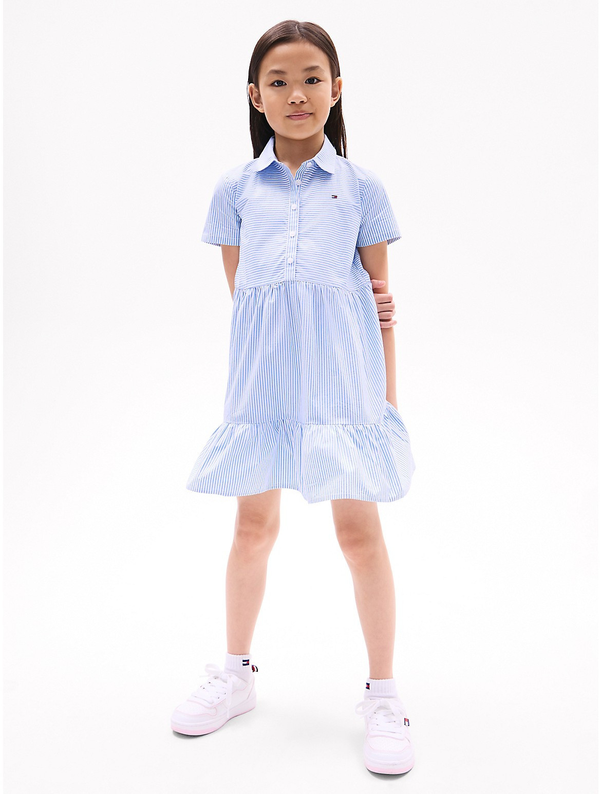 Tommy Hilfiger Girls' Kids' Ithaca Stripe Tiered Shirtdress - Blue - XXS | Tommy Hilfiger (US)