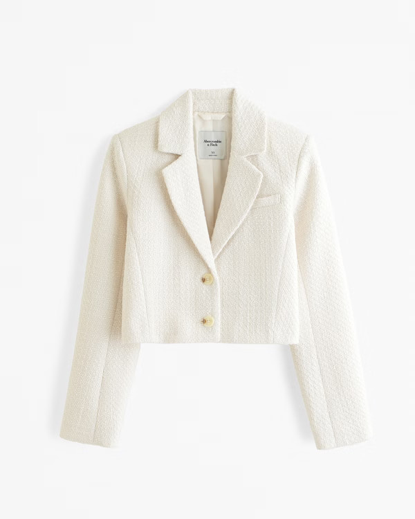 Women's Cropped Tweed Blazer | Women's Coats & Jackets | Abercrombie.com | Abercrombie & Fitch (US)
