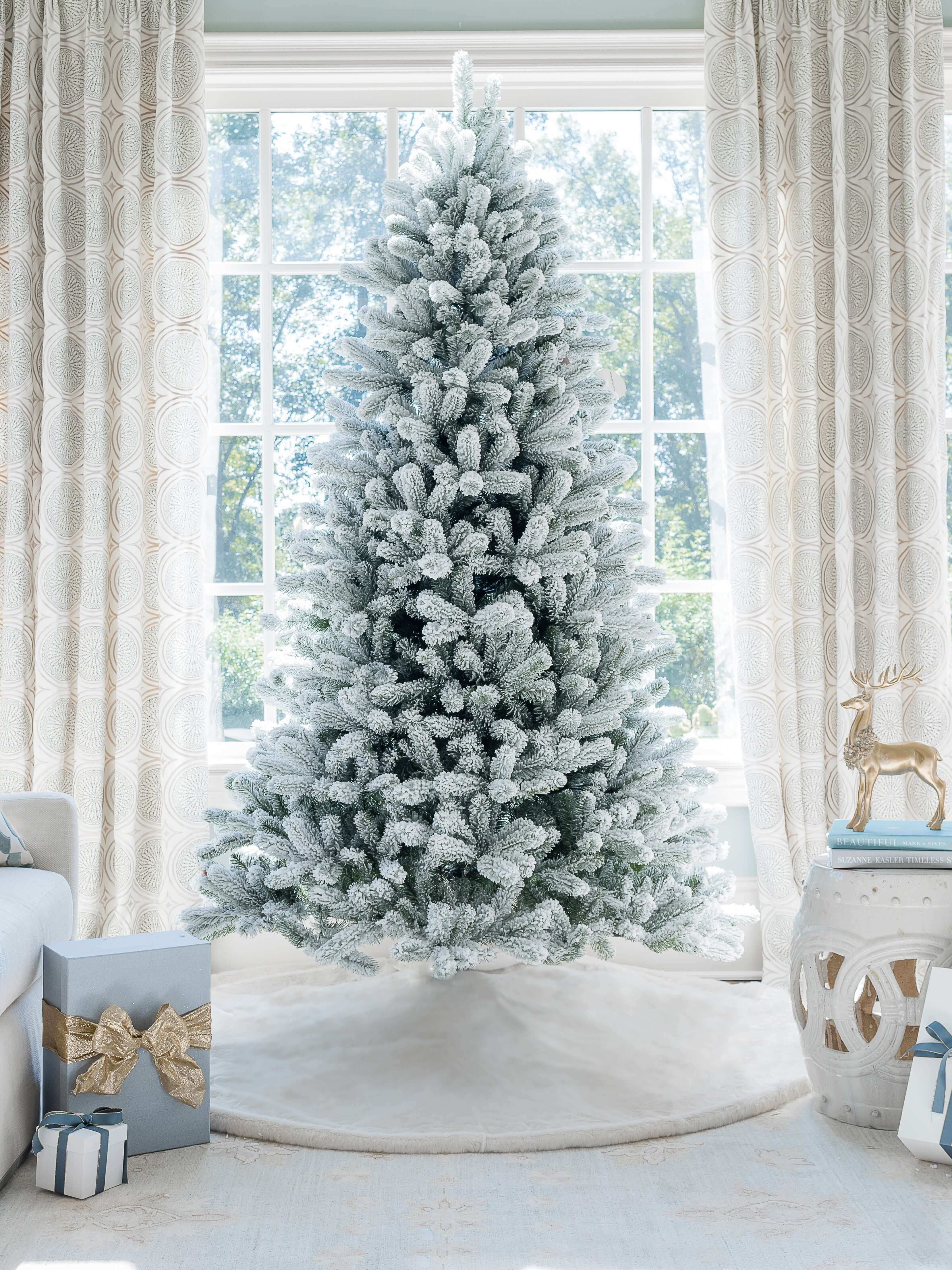6.5 Foot King Flock Artificial Christmas Tree Unlit | King of Christmas