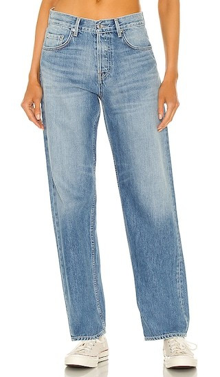 GRLFRND Bella Low Rise Boyfriend in Blue. - size 32 | Revolve Clothing (Global)